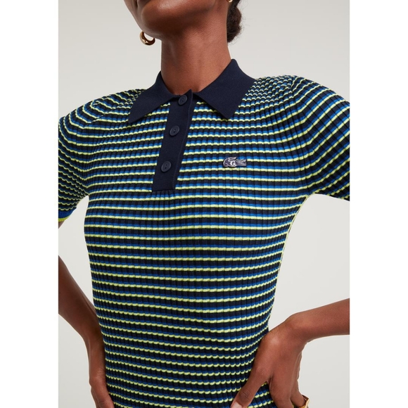 AUTHENTIC LACOSTE X GOOP, WOMEN’S MULTI-COLOR SHORT SLEEVE POLO-SIZE 10 - Picture 3 of 12